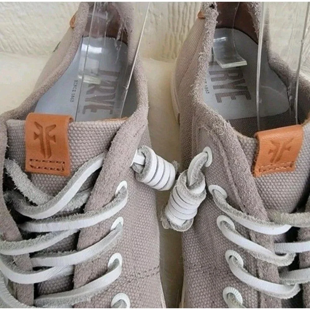 Frye canvas leather gray sneakers womens  sz 8